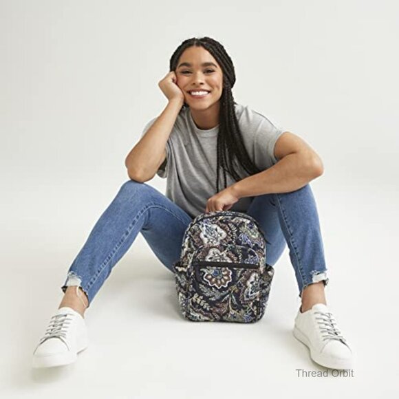 Small Quilted Cotton Backpack, Adjustable Straps, 8 Pockets, Lightweight main image 4